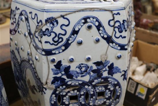 Pair of Chinese blue and white garden seats- a.f